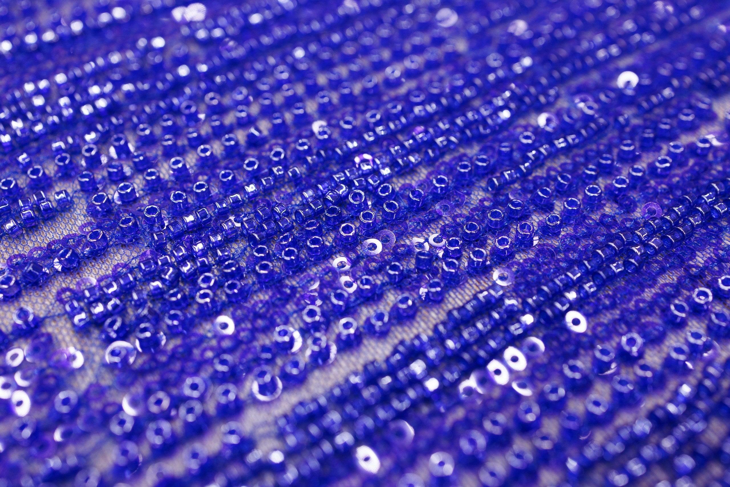 Broderie tip dantela cu perle/margele si paiete A58 - Albastru