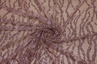 Broderie tip dantela cu perle/margele si paiete B40 - Roz