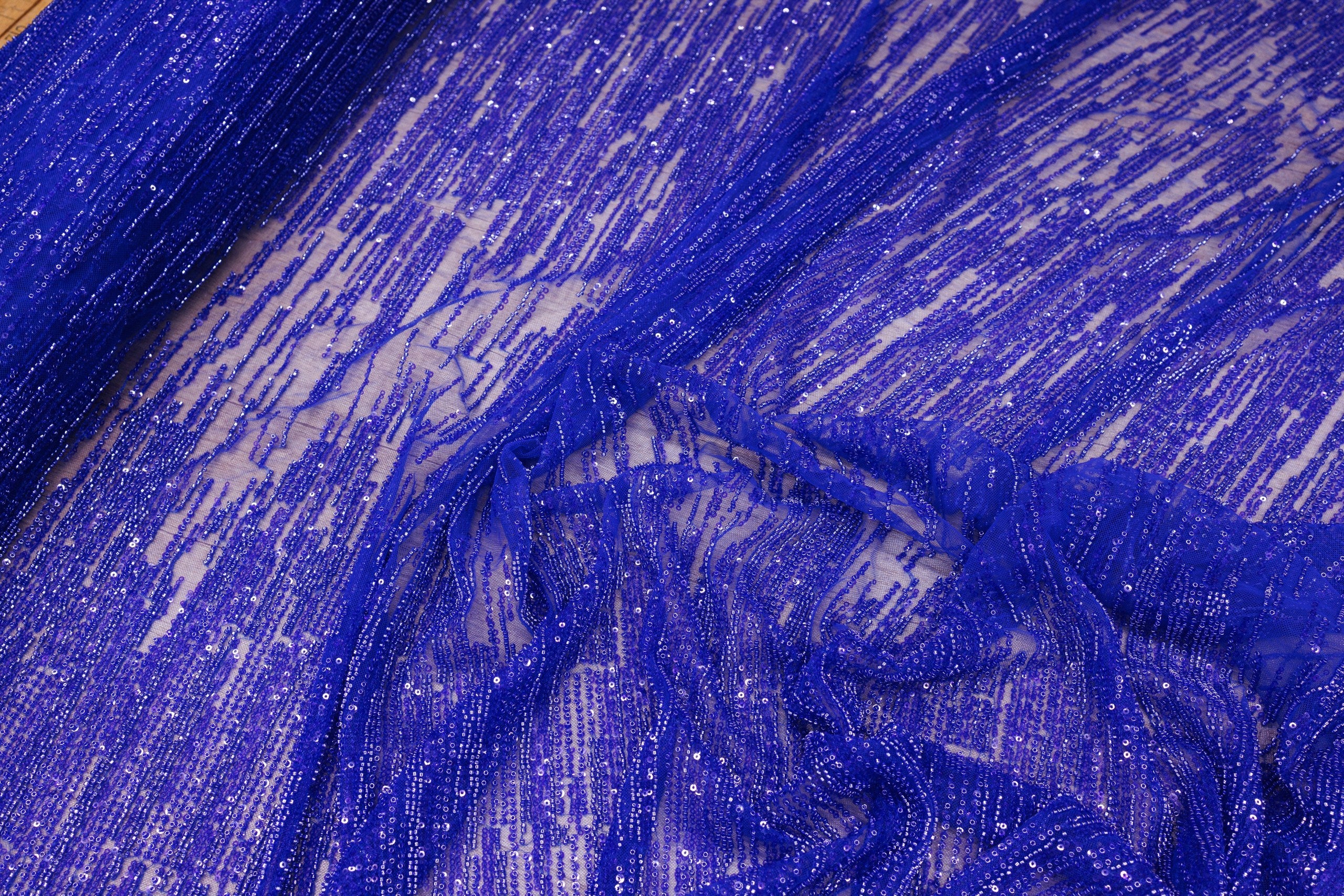 Broderie tip dantela cu perle/margele si paiete A58 - Albastru