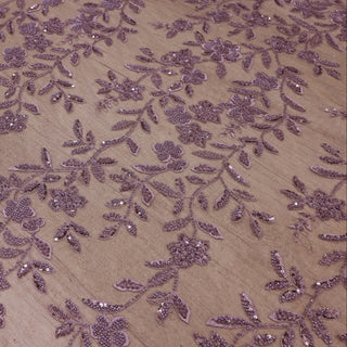 Broderie tip dantela cu perle/margele si paiete B41 - Mov Lila