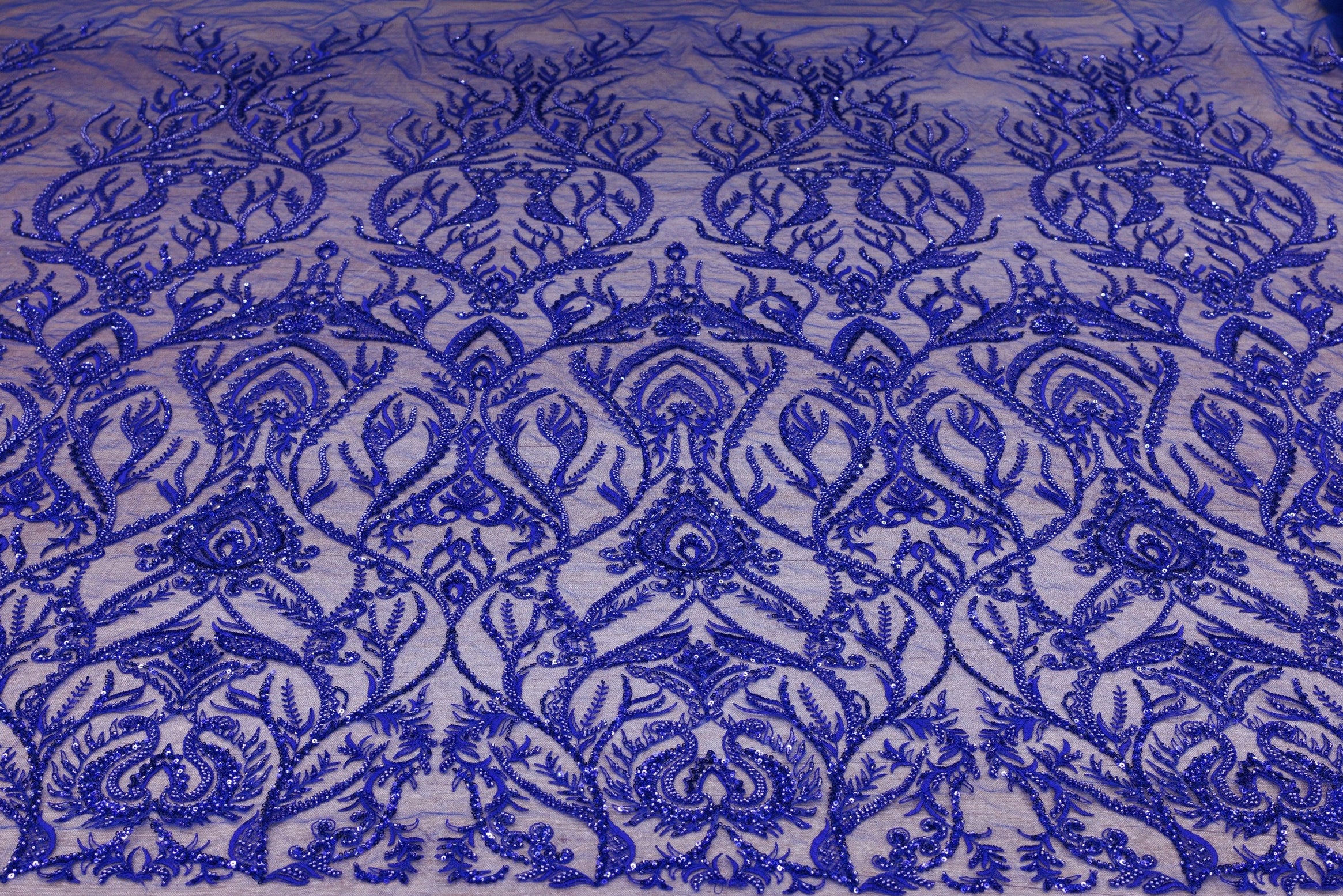 Broderie tip dantela cu perle/margele si paiete A59 - Albastru