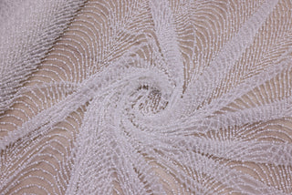 Broderie de lux tip dantela cu perle cusute manual  B99 - Alb.