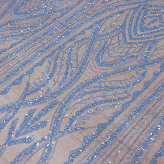 Broderie tip dantela cu perle/margele si paiete A25 - Bleu.