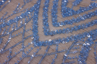 Broderie tip dantela cu perle/margele si paiete A25 - Bleu.