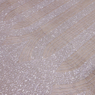 Broderie tip dantela cu margele si paiete A70 - Argintiu