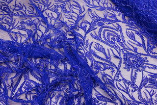 Broderie tip dantela cu perle/margele si paiete A59 - Albastru