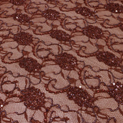 Broderie de lux tip dantela cu paiete si margele cusute manual D80 - Maro