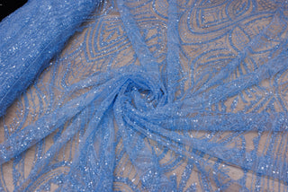 Broderie tip dantela cu perle/margele si paiete A25 - Bleu.