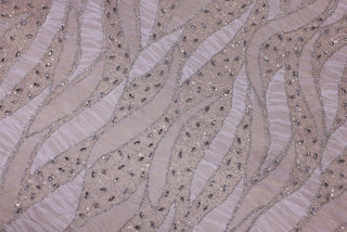 Broderie de lux tip dantela lucrata manual cu crystale C19 - Argintiu