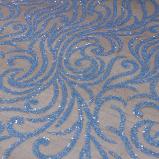 Broderie tip dantela cu perle/margele si paiete M11 - Bleu