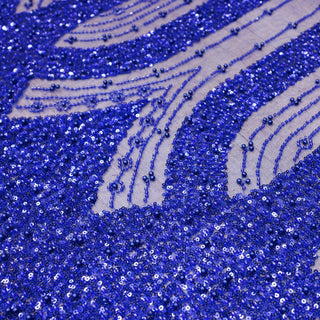 Broderie tip dantela cu margele si paiete A70 - Albastru