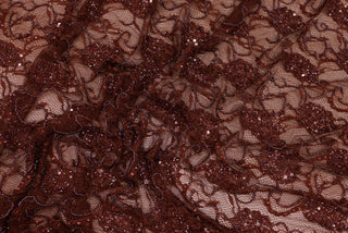 Broderie de lux tip dantela cu paiete si margele cusute manual D80 - Maro
