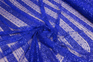 Broderie tip dantela cu margele si paiete A70 - Albastru