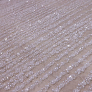 Broderie de lux tip dantela cu perle,paiete si aplicatii florale 3D C1 - Argintiu