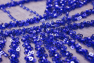 Broderie tip dantela cu perle/margele si paiete B64 - Albastru