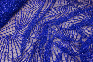 Broderie tip dantela cu perle/margele si paiete B64 - Albastru