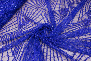 Broderie tip dantela cu perle/margele si paiete B64 - Albastru