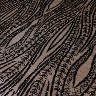 Broderie tip dantela cu perle/margele si paiete A19 - Negru