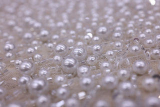 Broderie de lux tip dantela cu perle, margele si paiete   C20 - Argintiu