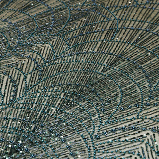 Broderie tip dantela cu perle/margele si paiete M12 - Verde Smarald