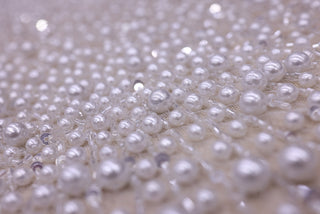 Broderie de lux tip dantela cu perle, margele si paiete   C20 - Argintiu