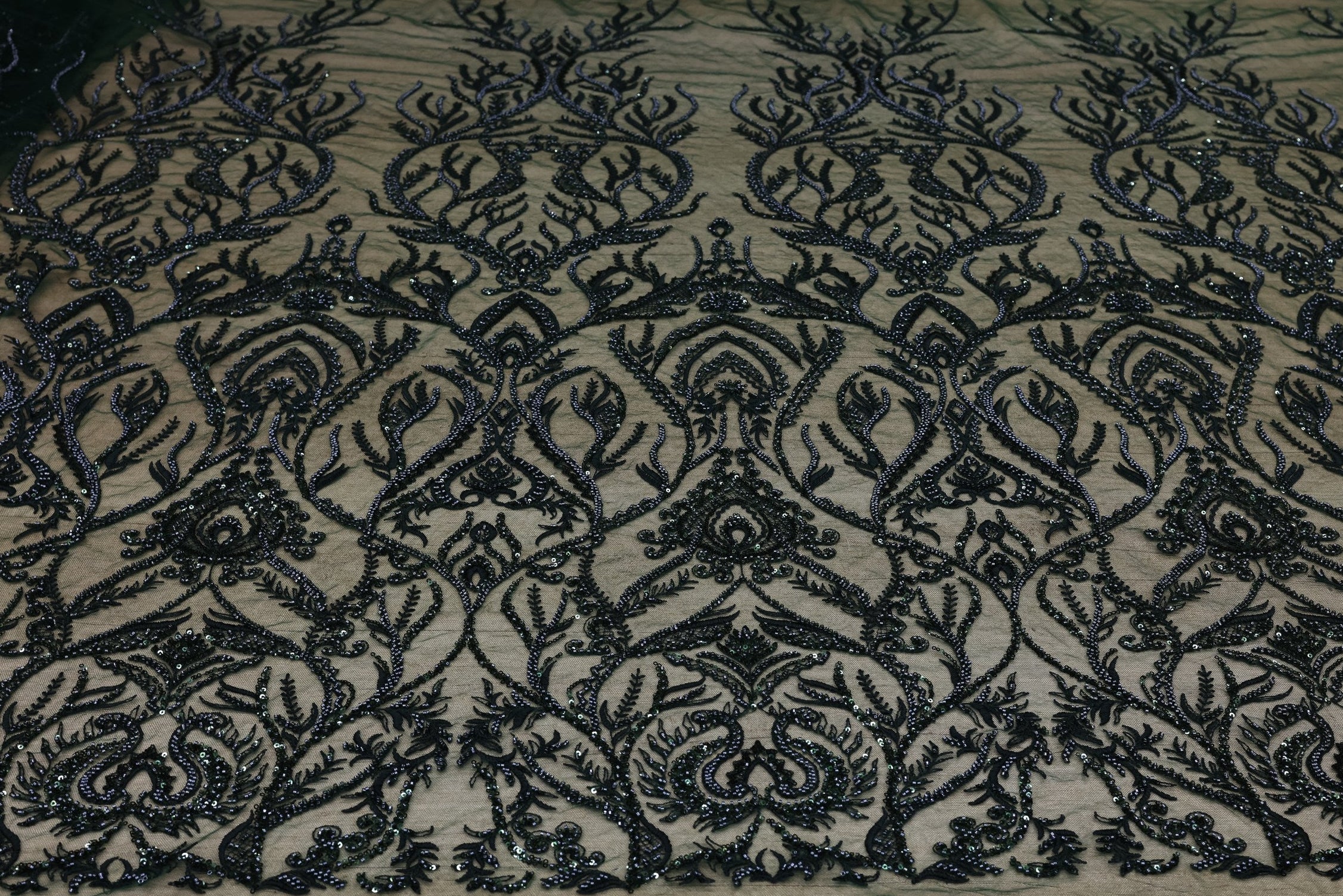 Broderie tip dantela cu perle/margele si paiete B45 - Verde