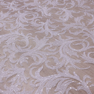 Broderie de lux tip dantela cu margele si paiete cusute manual  C2 - Alb.