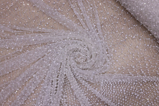 Broderie de lux tip dantela cu perle, margele si paiete   C20 - Argintiu