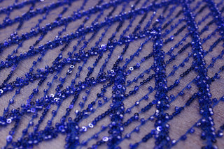 Broderie tip dantela cu perle/margele si paiete A28 - Albastru