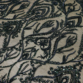 Broderie tip dantela cu perle/margele si paiete B45 - Verde