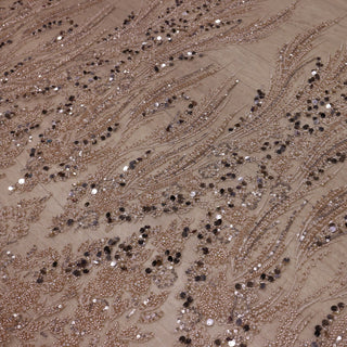 Broderie tip dantela cu perle/margele si paiete B90 - Auriu