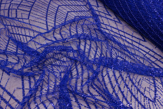 Broderie tip dantela cu perle/margele si paiete A28 - Albastru