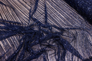 Broderie tip dantela cu perle/margele si paiete A63 - Bleumarin