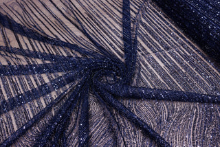 Broderie tip dantela cu perle/margele si paiete A63 - Bleumarin