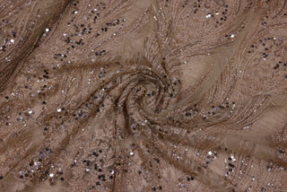 Broderie tip dantela cu perle/margele si paiete B90 - Auriu