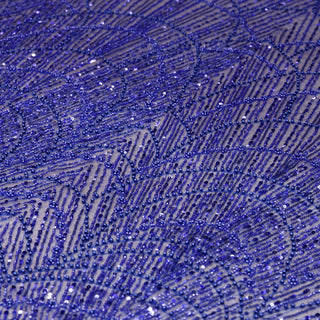 Broderie tip dantela cu perle/margele si paiete M12 - Albastru
