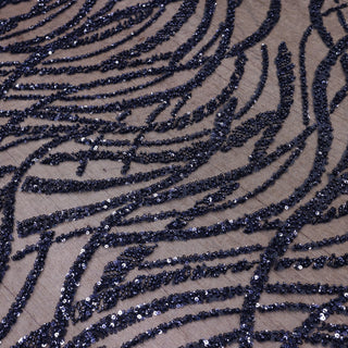 Broderie de lux tip dantela cu paiette D82 - Bleumarin