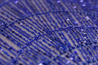 Broderie tip dantela cu perle/margele si paiete M12 - Albastru