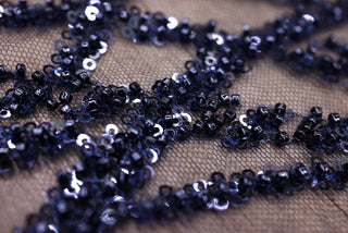 Broderie de lux tip dantela cu paiette D82 - Bleumarin