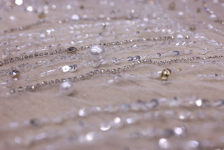 Broderie de lux tip dantela cu pietre pretioase, perle, paiete si margele   C21 - Argintiu