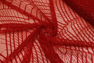 Broderie tip dantela cu perle/margele si paiete A28 - Rosu