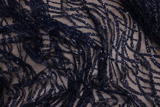 Broderie de lux tip dantela cu paiette D82 - Bleumarin