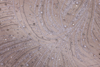 Broderie de lux tip dantela cu pietre pretioase, perle, paiete si margele   C21 - Argintiu