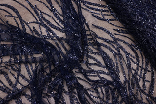 Broderie de lux tip dantela cu paiette D82 - Bleumarin