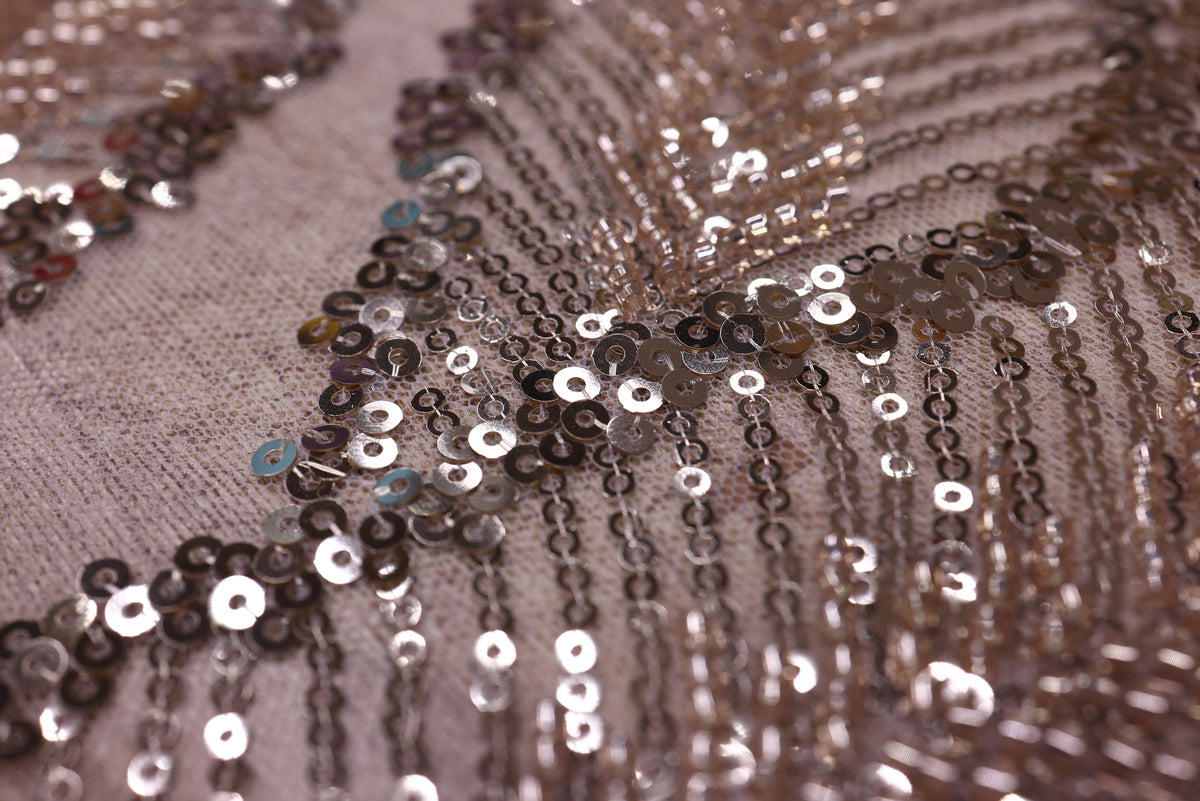 Broderie tip dantela cu perle/margele si paiete B17 - Auriu