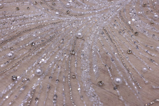 Broderie de lux tip dantela cu pietre pretioase, perle, paiete si margele   C21 - Argintiu