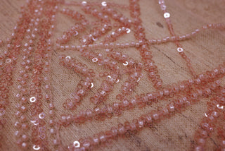 Broderie tip dantela cu perle/margele si paiete A29 - Roz Somon