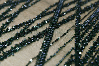 Broderie tip dantela cu perle/margele si paiete M13 - Verde