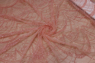 Broderie tip dantela cu perle/margele si paiete A29 - Roz Somon