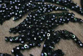 Broderie tip dantela cu perle/margele si paiete B47 - Verde